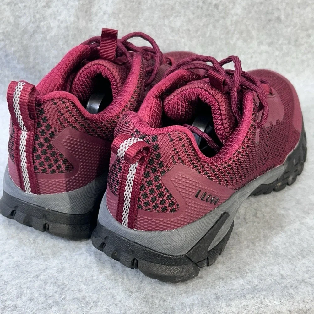 ULOGU Trail Hiking Shoes EU 40 Burgundy Lace Up Outdoor Athletic Sneakers